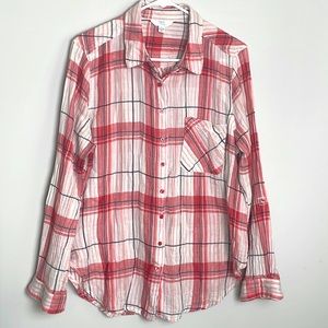 Time and Tru Long sleeve button down casual long sleeve shirt- Large